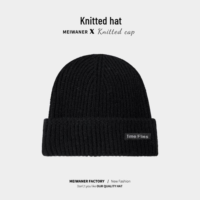 Women's Woolen Melon Cap: Warm, Solid Color Knit Hat for Autumn and Winter Outdoor Wear