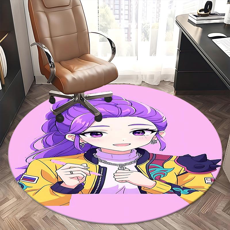 1Kpop Girls Chair mat Round Rug-Office carpet, Machine Washable, Non-slip, Suitable for Living Rooms, Bedrooms