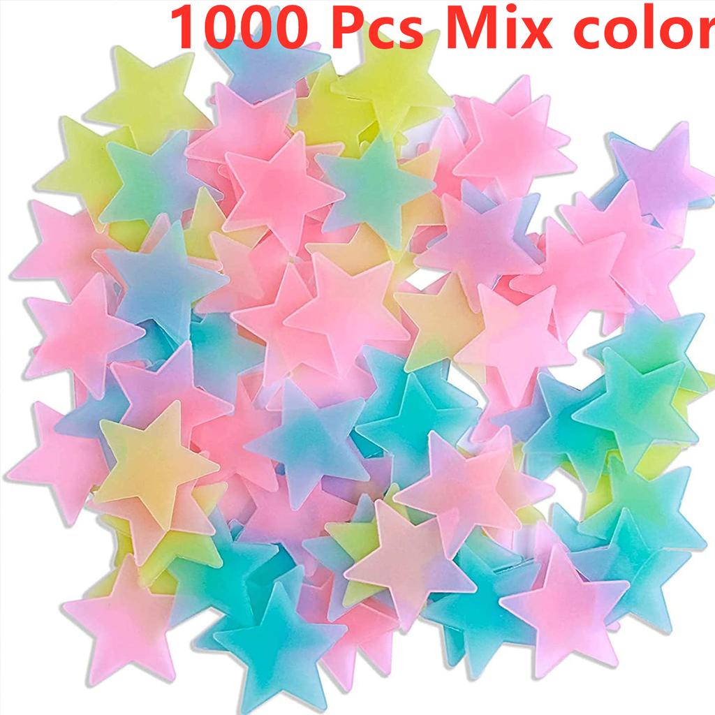 New Style Colorful Glow In The Dark Luminous Stars Plastic Wall Stickers Murals Decals for Home Decor Ceiling Wall Decorate