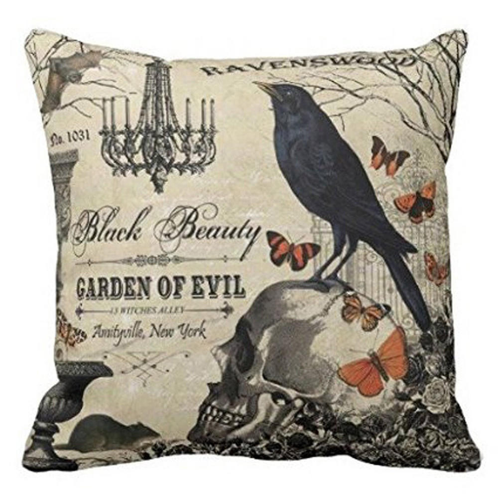 Happy Halloween Pillow Cases  Linen Sofa Cushion Cover Home Decor 