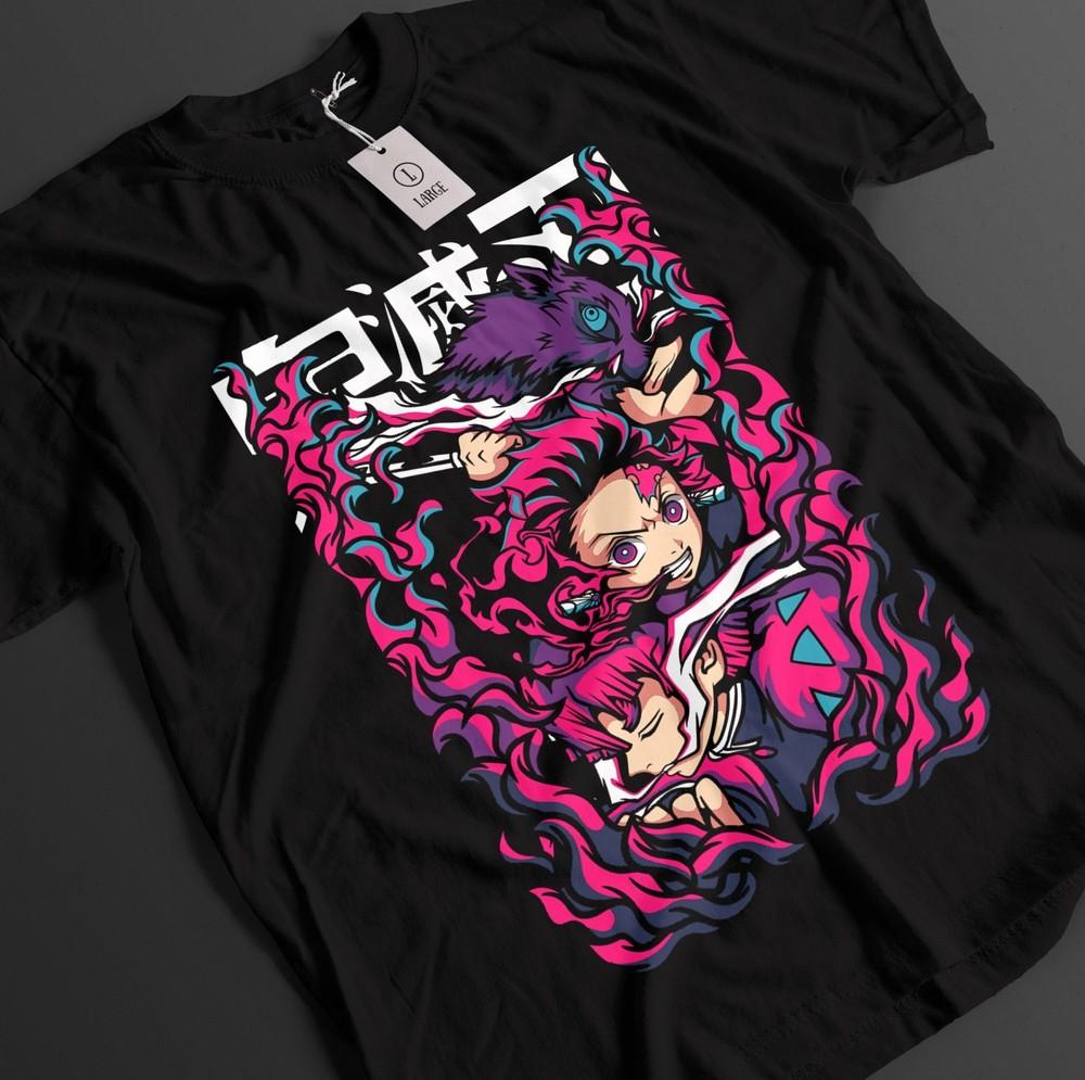 

Demon Slayer Shirt Tanjiro T-Shirt Zenitsu KNY Nezuko Inosuke Akaza Muzan Tee 2XL