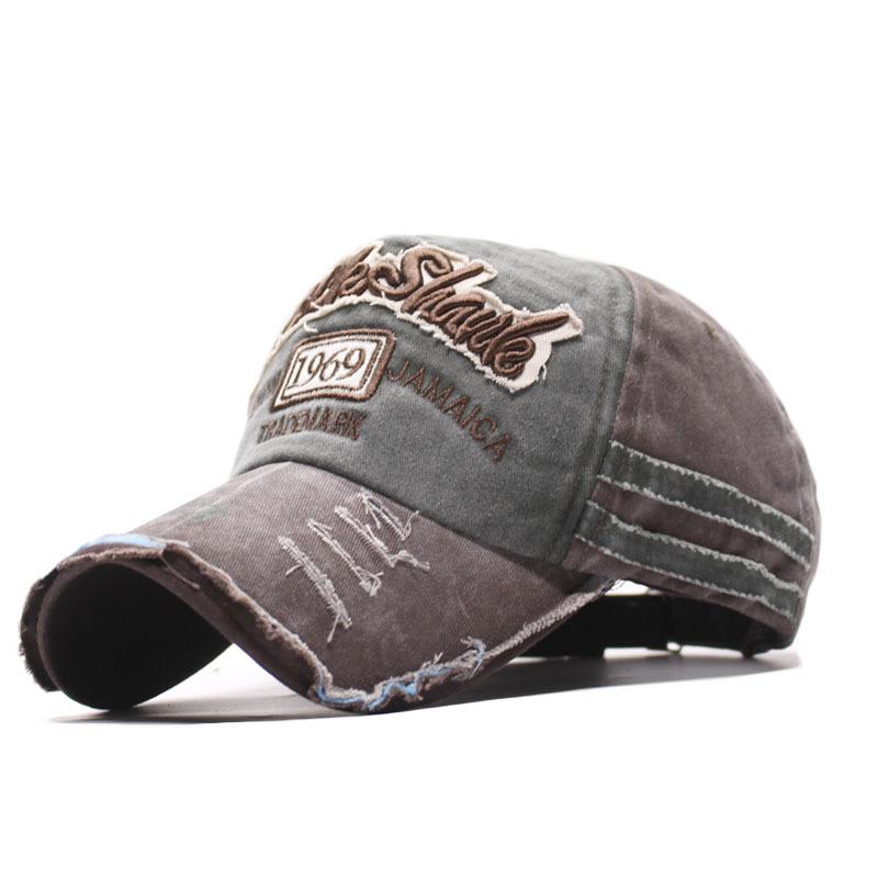 European and American style baseball cap, embroidered letter curved hat, hole-washed cap, summer sun protection