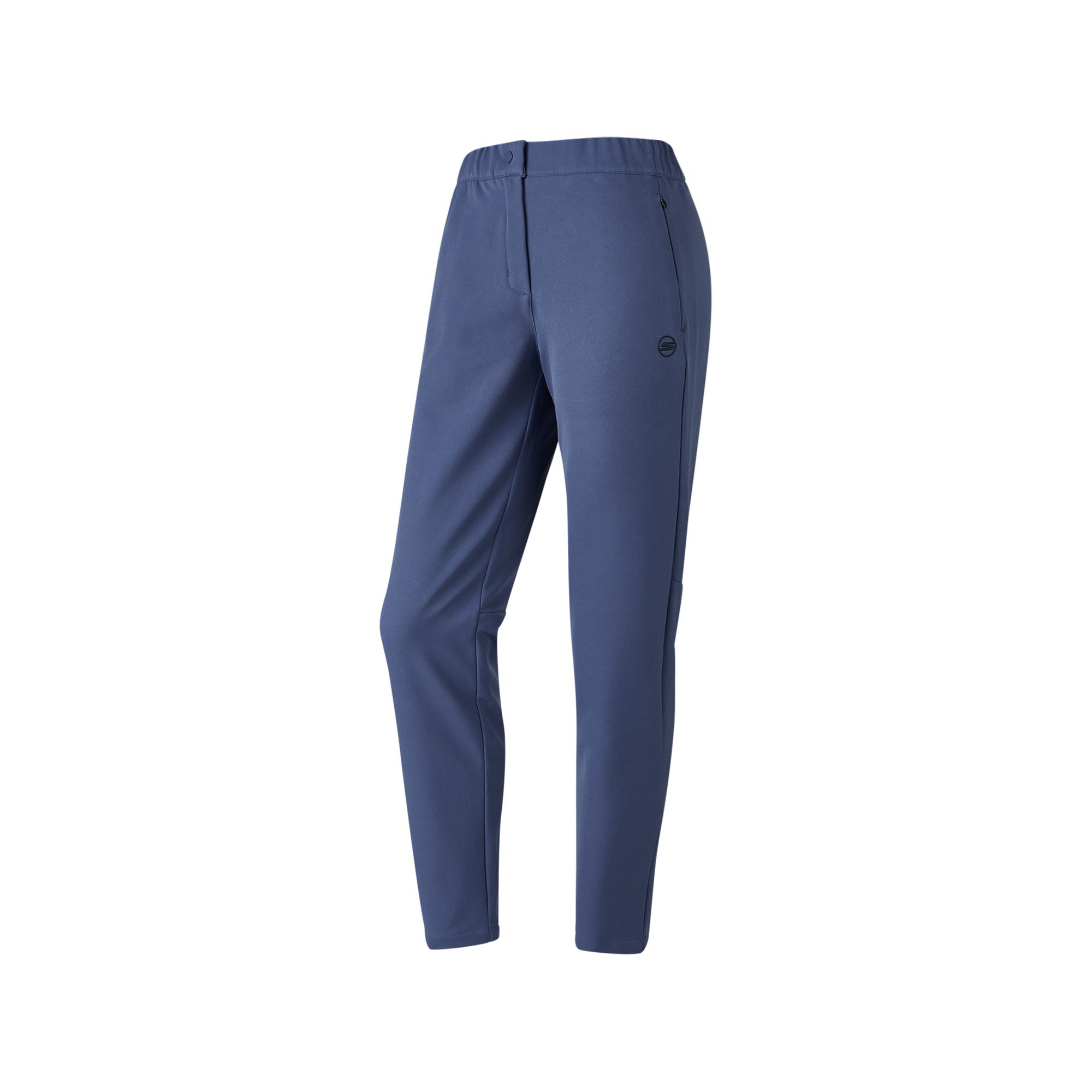 Skechers Logo Pattern Solid Color Mid-Rise Zipper Casual Pants Women pants Blue P424W072-022C L