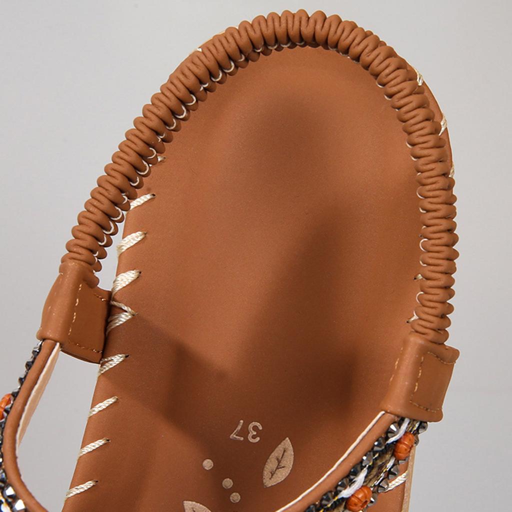 Bohemian Sandals Women'S Thin Soled Thong Sandal With Elastic Straps Comfortable Soft Sole And Cutout Slingback Sandalias