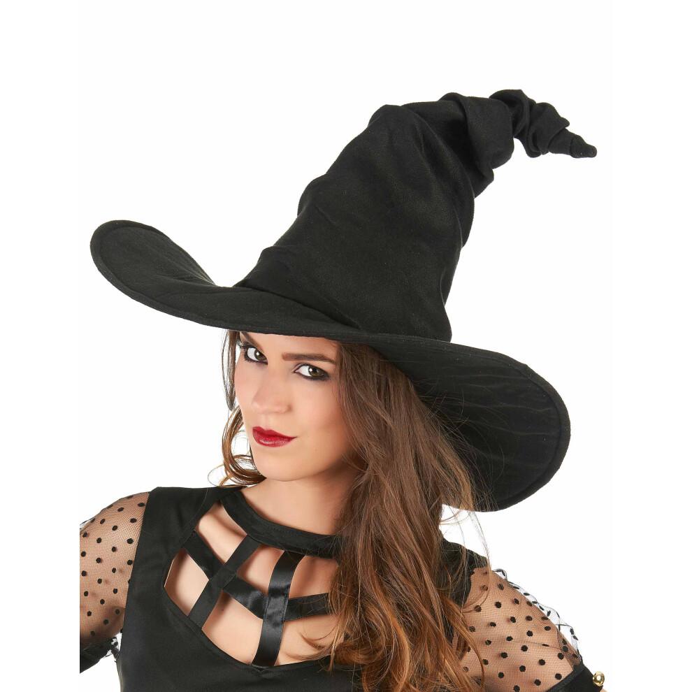 Adult black velvet witch hat