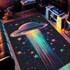 Neon Galaxy Planet Rug Solar System Floor Mat for Bedroom Living Room Anti-Slip UFO Space Carpet for  Room Game Room Decor