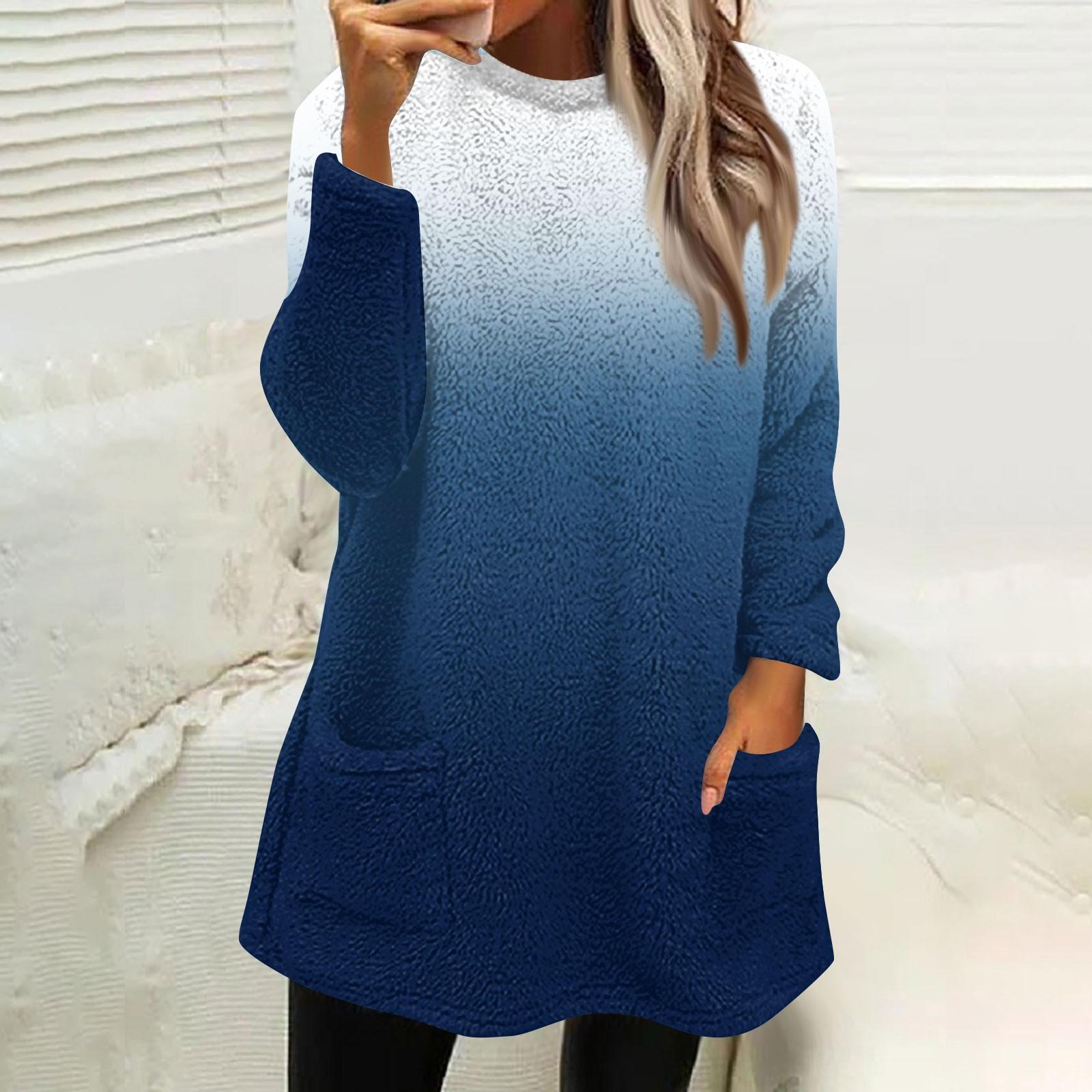 

Женская мода повседневная плюшевая толстовка с длинным рукавом с принтом и карманами L