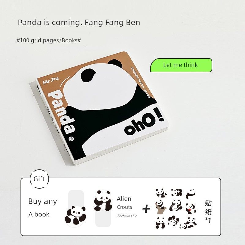 

Grade Three Class Two Panda Come Square Book Cute Journal Book Notebook Ins Good-looking Cartoon Square Book K Let me think