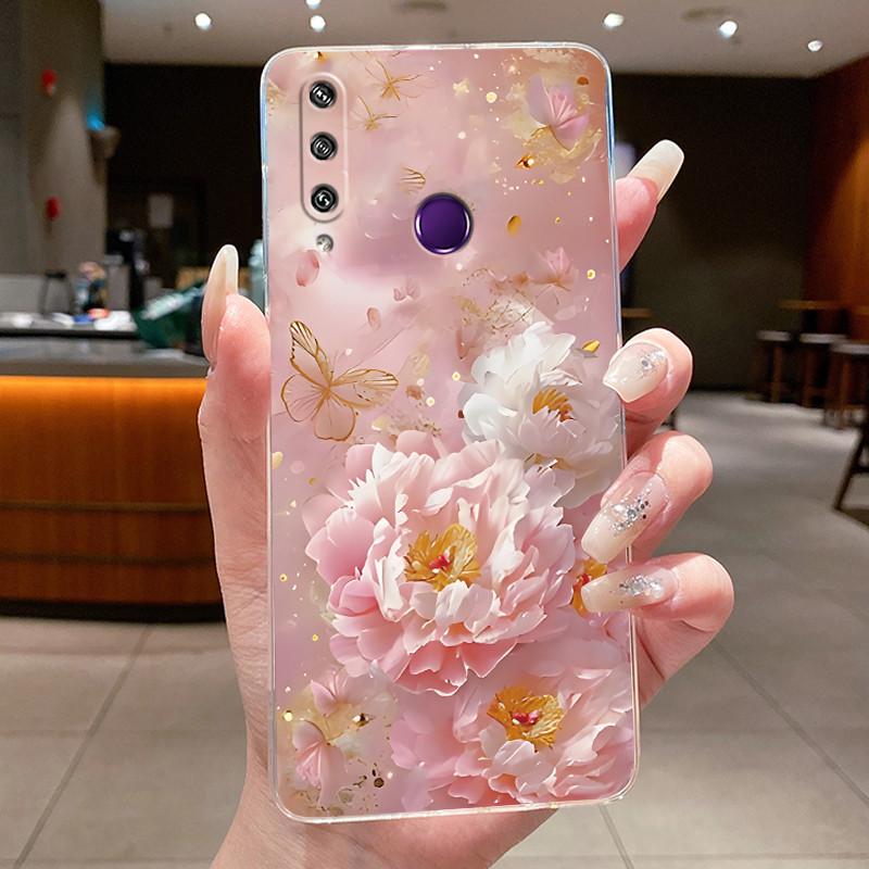 For Huawei Y6p MED-LX9 MED-LX9N Cover Huawei Y6p 2020 Case Luxury Fashion Butterfly Flowers Clear Soft Silicone TPU Phone Case