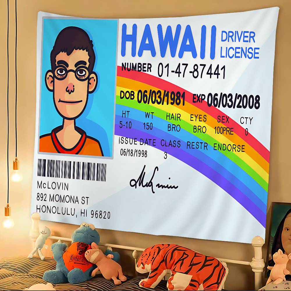 Mclovin Movie Superbad Printed Large Wall Tapestry Hanging Tarot Hippie Wall Rugs Dorm Cheap Hippie Wall Hanging