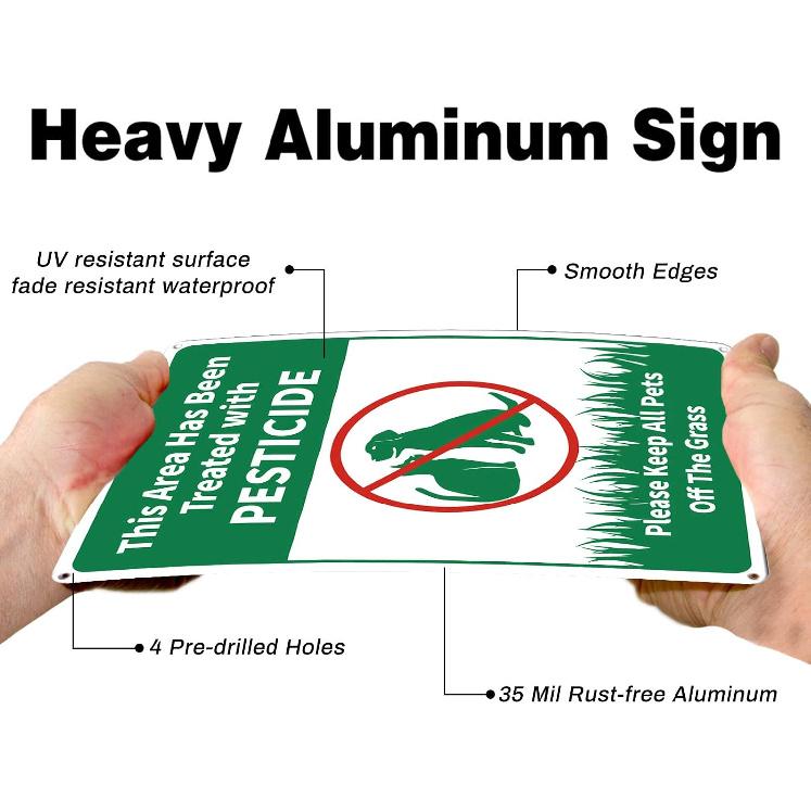 GLOBLELAND This Area Has Been Treated with Please Keep All Pets Off The Grass Sign, 10x12 Inches 35 Mil Aluminum Grass Yard Sign, UV Protected and