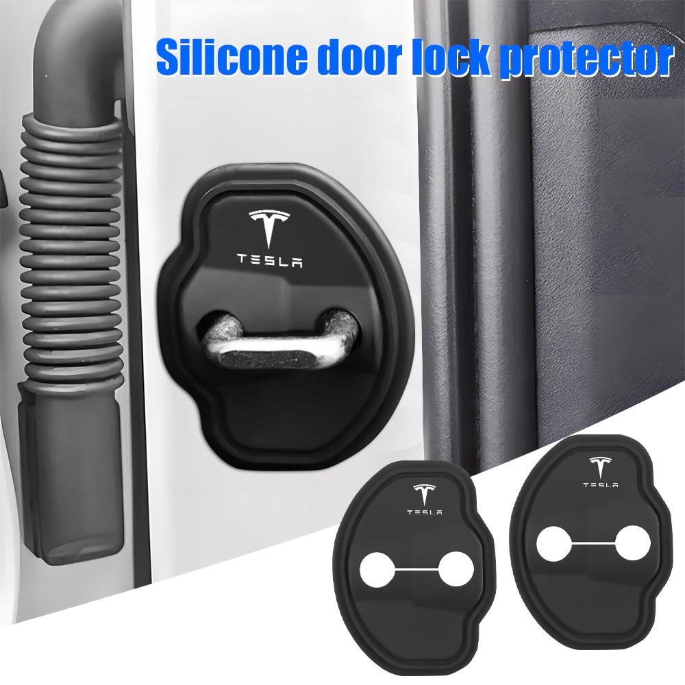 4pcs Car Door Lock Protective Cover Accossories For Tesla Model 3 Model S Model X Model Y Roadster SpaceX Cybertruck 2010-2024