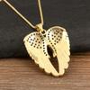 Hip Hop Style Wings Shape Pendant Necklace Zircon Charm Clavicle Chain Pendant Necklace  Unisex