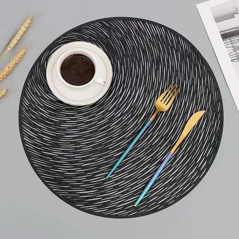 PVC Table Mat Flower Dinner Bronzing Hollow Insulation Cup Bowl Christmas Home Decoration Heat Resistant