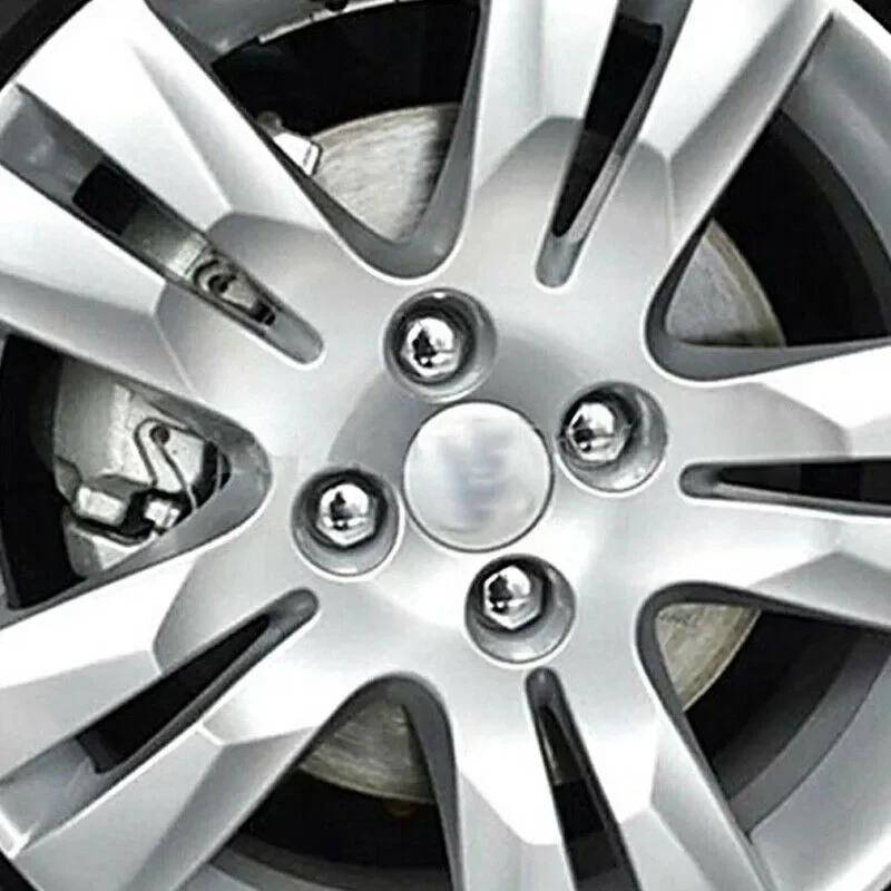 VERYUS 20Pcs 17mm Car Wheel Nut Cover Silver Alloy Wheel Nuts Bolt Caps Dust Cap Protection Anti-Rust Hub Screw Cover With Remov