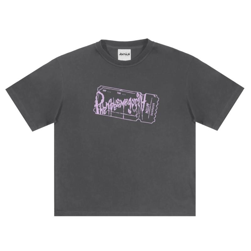 Y2K Kpop Mens Tshirt Phantasmagoria Letter Graphic Print Casual Clothing Oversized Streetwear Short Sleeve Tops Korean Goth Tee