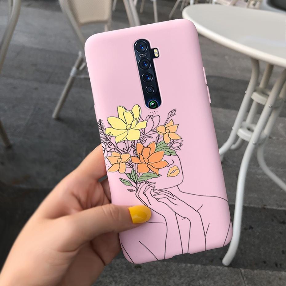 Cute Printed Phone Case For OPPO Reno2 Case Liquid Silicone Soft TPU Back Cover For Oppo Reno2 F / Z Reno 2 2F 2Z Cases Bumper