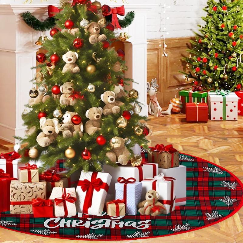 Christmas Tree Skirt Cartoon Crystal Velvet Xmas Rug Crafts Tree Surround Base Skirt Home Party Atmosphere DIY Scene Layout Prop