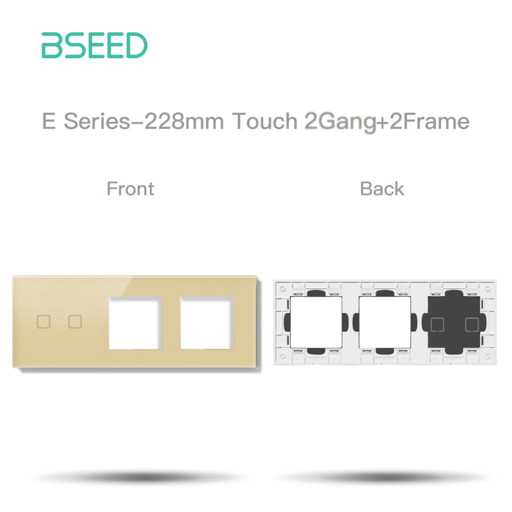 Bseed 1/2/3/4Gang Switch With Wall Socket Glass Panel Only Gold EU Standard Pearl Crystal Glass E Touch Series