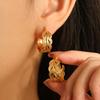 Huggies Leaf Hoop Earrings for Women Gold Color Stainless Steel Earrings Fashion Ear Buckle Wedding Jewelry Birthday Gift