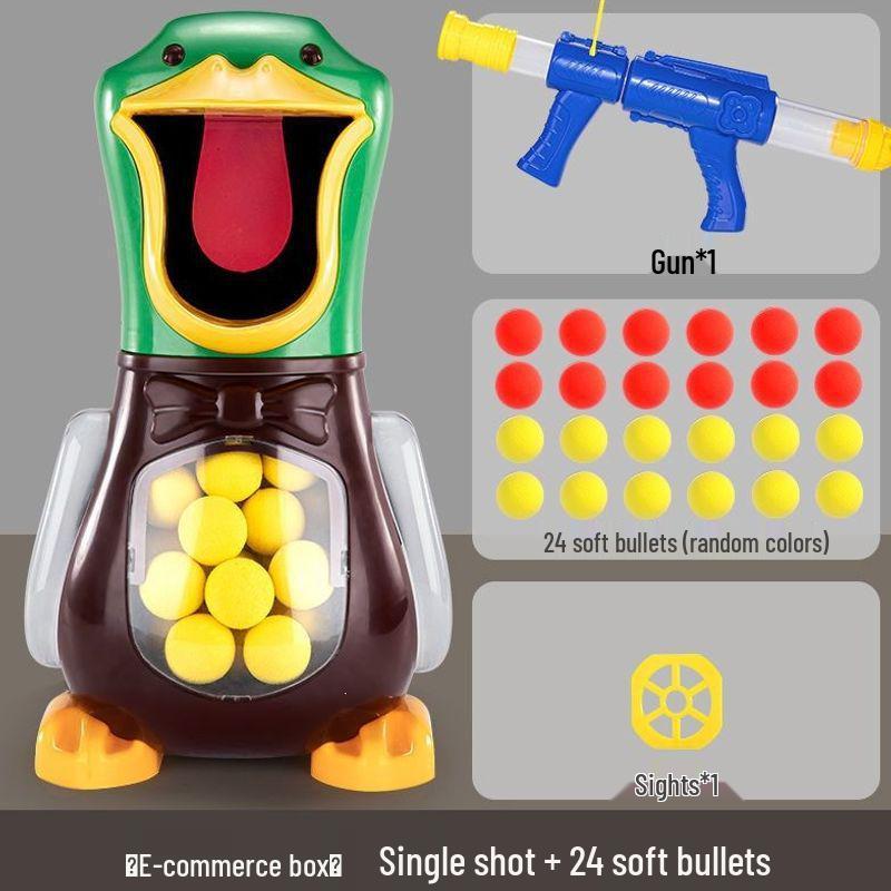 Hit Me Ducky! Parent-Child Interactive Toy with Air-Powered Soft Bullet, 3-Shot Firing for Kids 6+