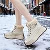 Buty na grubej podeszwie, wysokie, damskie, ocieplane polarem, ocieplane śniegowce, nowe zimowe puszyste bawełniane buty, ciepłe i podwyższające buty sportowe