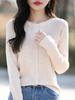 Women's Spring Korean Style Loose Wool Cardigan - Round Neck, Long Sleeve