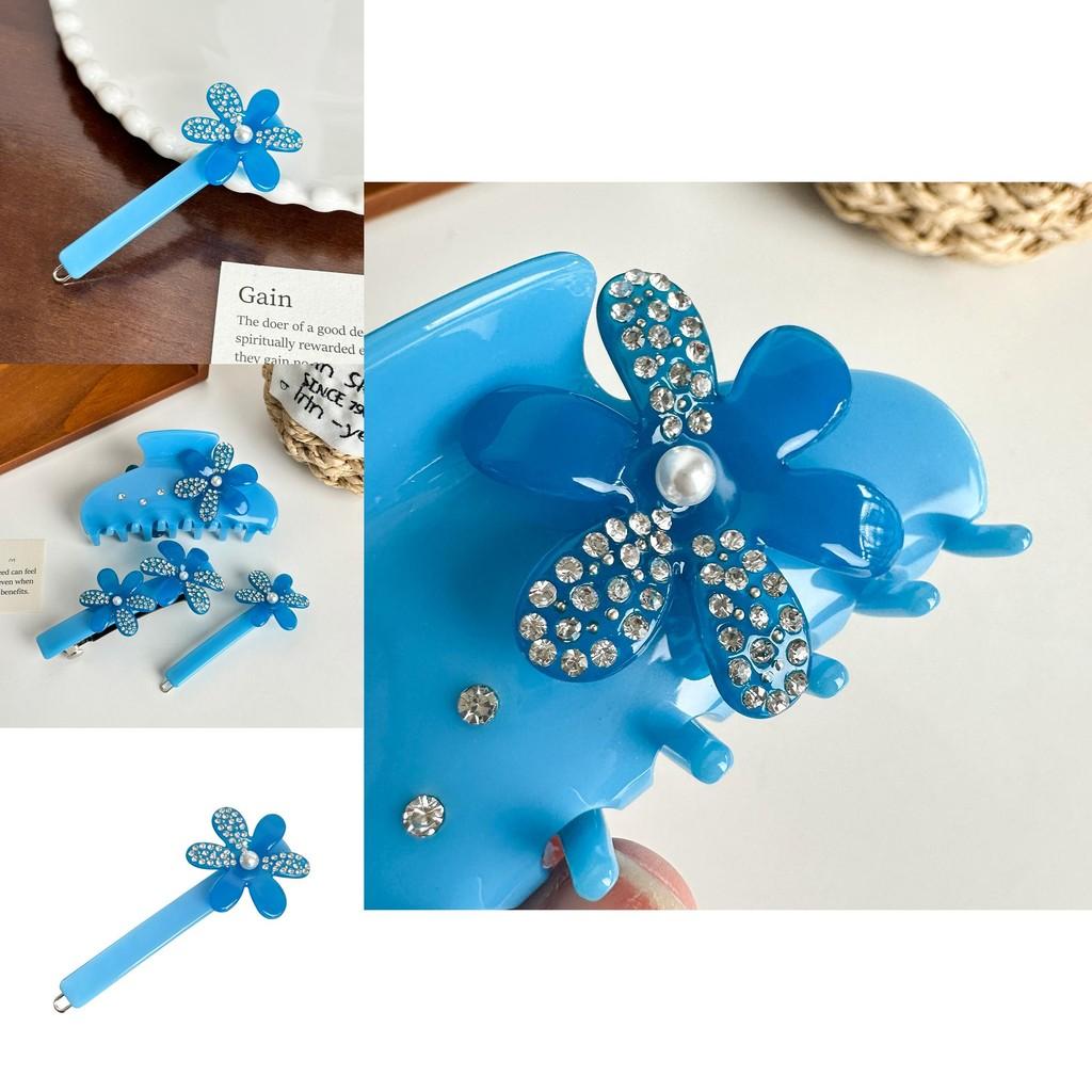 Chic Acetate Hair Claw Clip Adorned With Stylish Floral Embellishments And Rhinestones