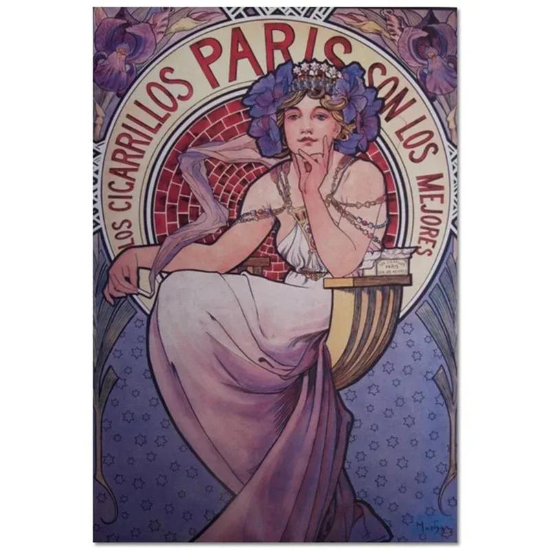 Alphonse Mucha Affisch Pinup-flickor Metallplåtskylt Konst Målning Dekorativa Väggplåtar För Bar Café Vardagsrum Hem Väggdekor