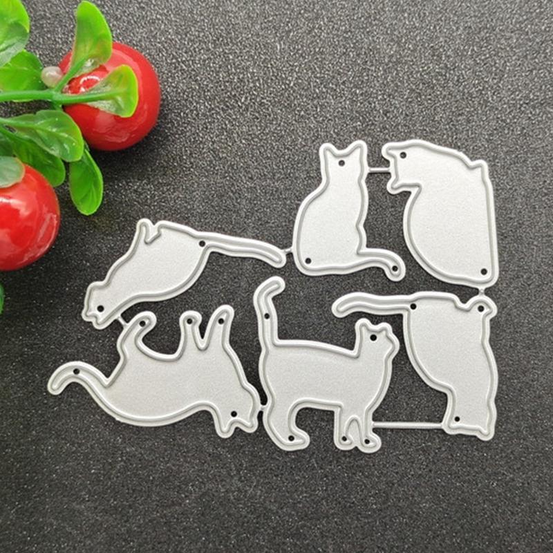 Multipurpose Kitten Animal Shape Cutting Dies Carbon Steel Die Cut Metal Embossing Stencils for Card Making Scrapbooking