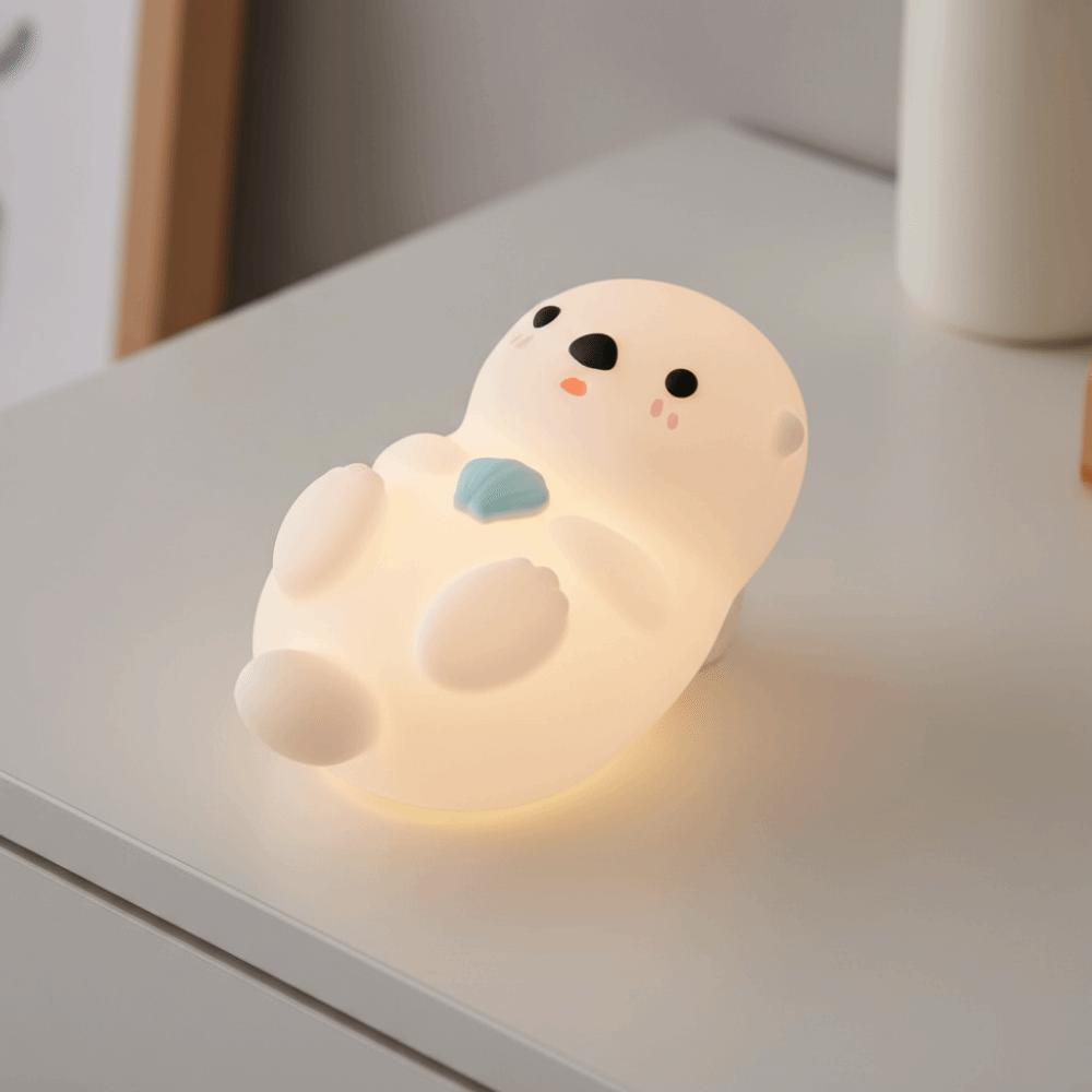 USB Rechargeable Otter Night Light Touch Control Timer Adjustable Bedside Lamp Rechargeable Timing Cute Silicone Sleep Companion