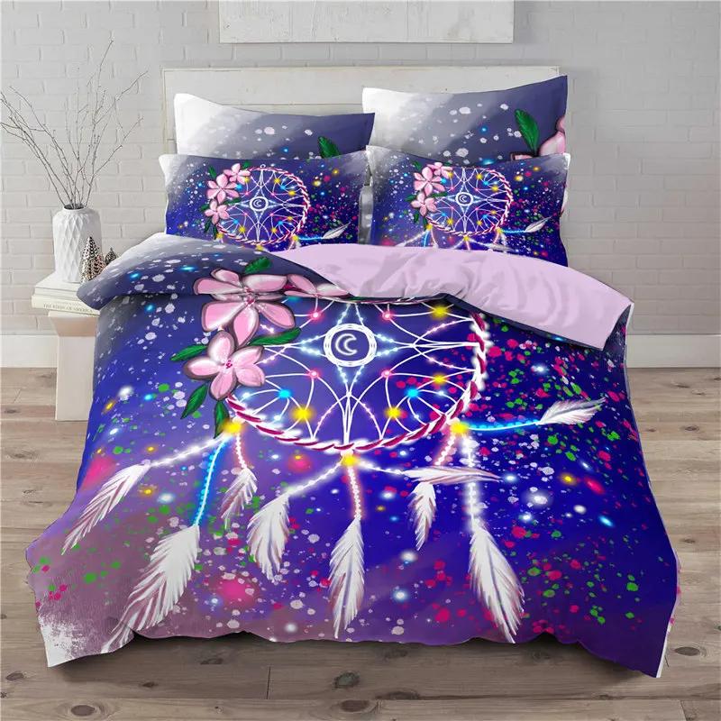 Comforter Dreamcatcher For Teen Girls Adult Bohemian Mandala Feather Print Bedding Set Queen Twin Microfiber Comforter