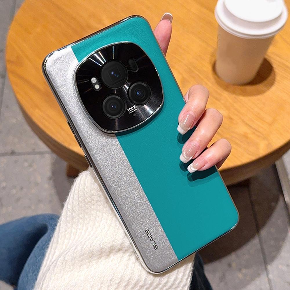 

Чохол для Honor Magic6 Pro 5G Склейка PU шкіра+ТПУ Гальванічне покриття Чохол для телефону Silver+Blue