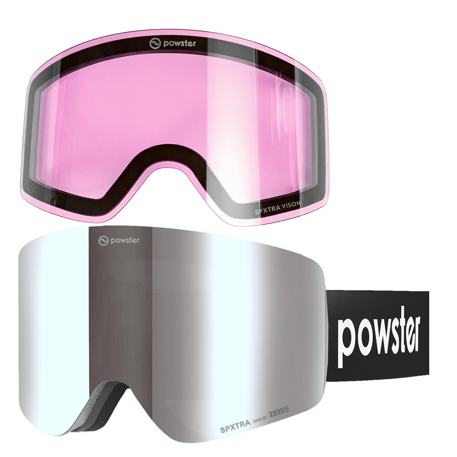 

Powster и лыжная маска с технологией SPXTRA UV Подходит поверх сменная маска магнитная ASSilverBW Лыжи, сноуборд, [Линзы высокой точности,