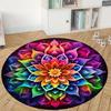 Rainbow Mandala Round Rug, Flower of Life Sacred Geometry Design, Colorful Spiritual Carpet for Meditation Yoga Decor