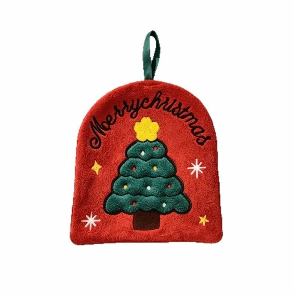 Coral Fleece Christmas Hand Towels Quick-drying Cleaning Dishcloths Xmas Decor