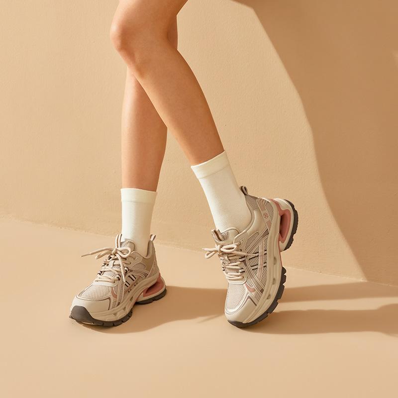 Fashion BEAUTODAY Casual Sneakers Women Air Mesh Sick Sole Round Toe Lace-up Mixed Colors 2024 Spring Ladies Shoes Handmade C29A02