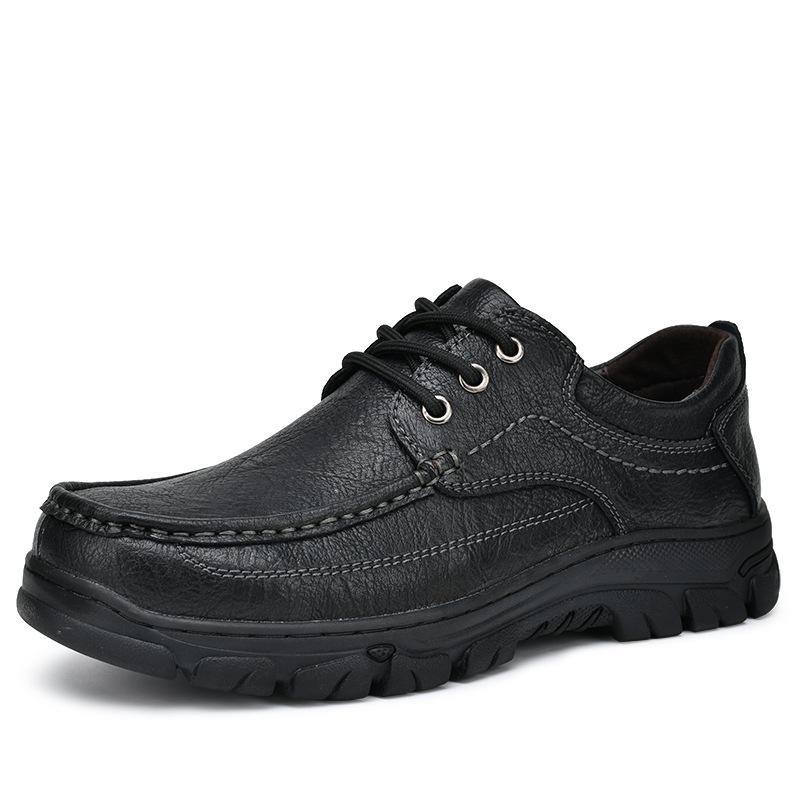 Leather shoes men's 2025 new men's casual leather shoes, genuine leather one-pedal outdoor non-slip thick-soled middle-aged and elderly father shoes