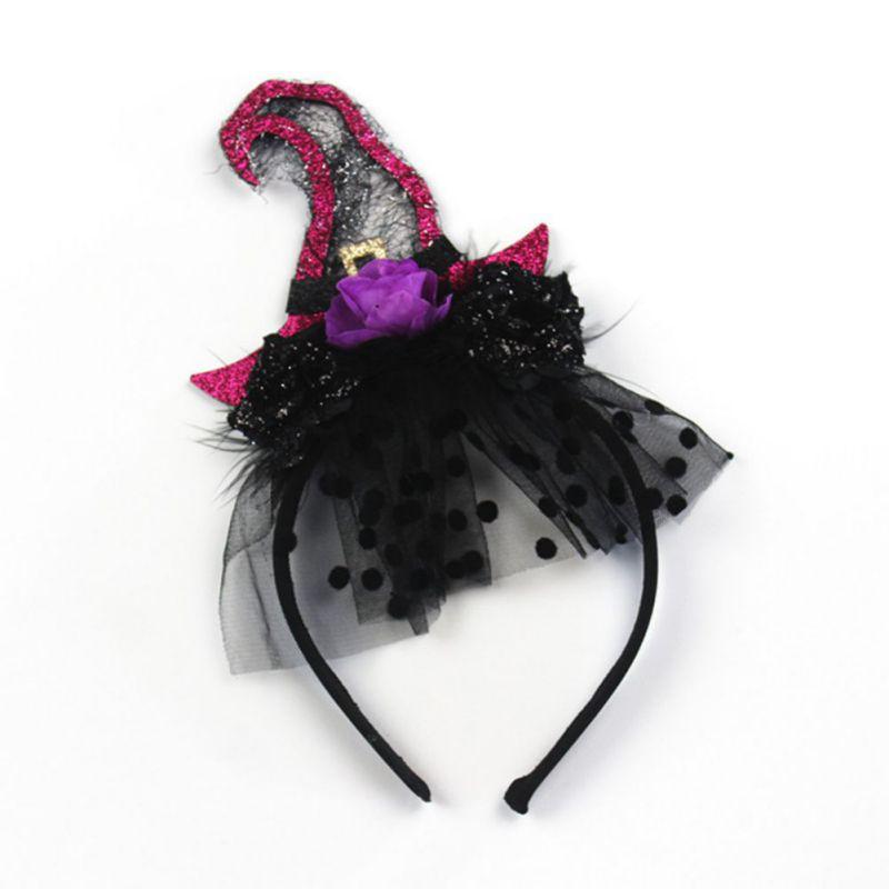 Halloween Hexenhut Kopfschmuck Spitze Hexenhut Form Haarreif für Mädchen Halloween Party Haarband Cosplay Requisiten Haarschmuck