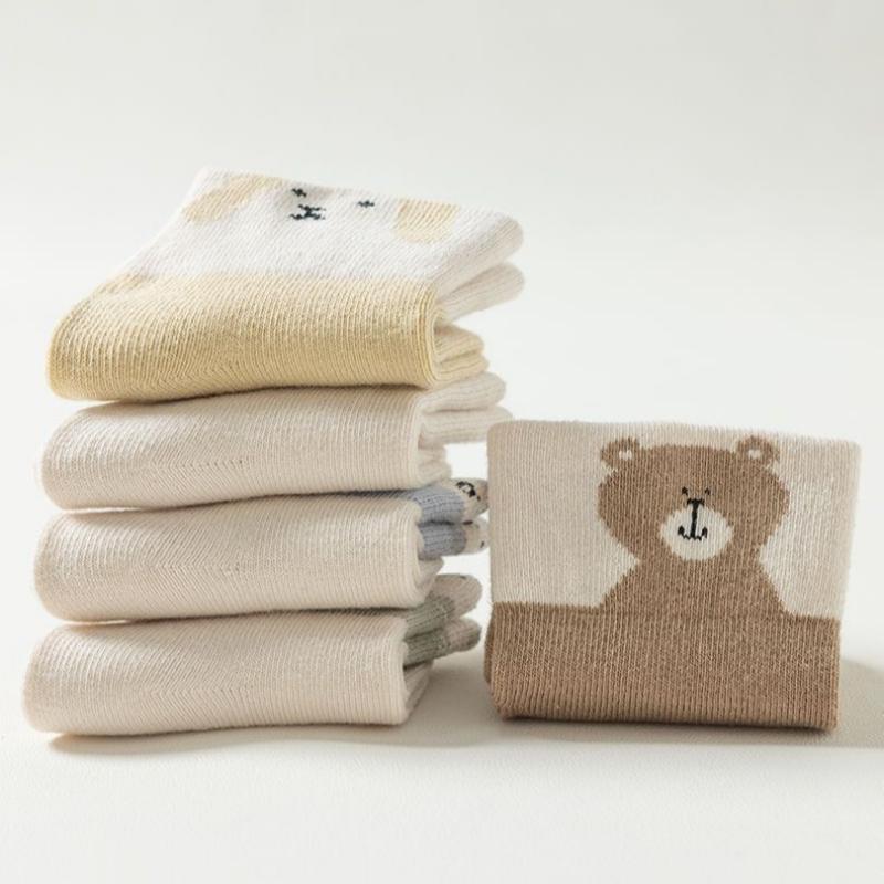 Baby Middle Tube Socks  Infant Cotton Cute Cartoon Baby Socks for Girls Boys Newborns Without Bones Loose Socks Spring Autumn