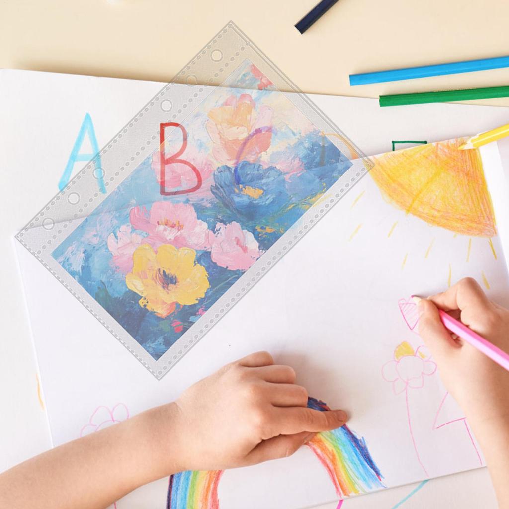 Binder Pocket Sleeves 10 Pieces 6-Ring Planner Refill Pages for Card Refillable Protectors for Pictures Postcards Journal