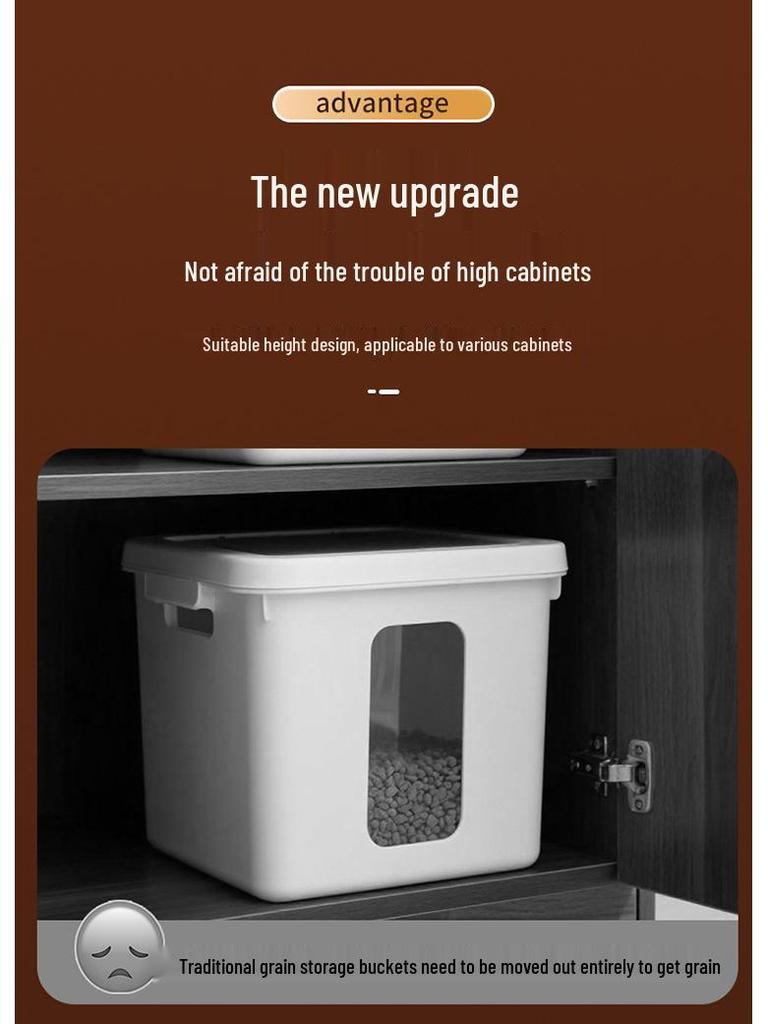 Large Capacity Sealed Moisture-Proof Pet Food Storage Bucket, Transparent for Cat and Dog Food