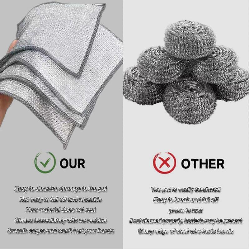 Multifunctional Non-Scratch Wire Dishcloth, Steel Wire Dishwashing Rags, Dish Washing Cleaning Cloths Scrubber With Gloves and Hooks