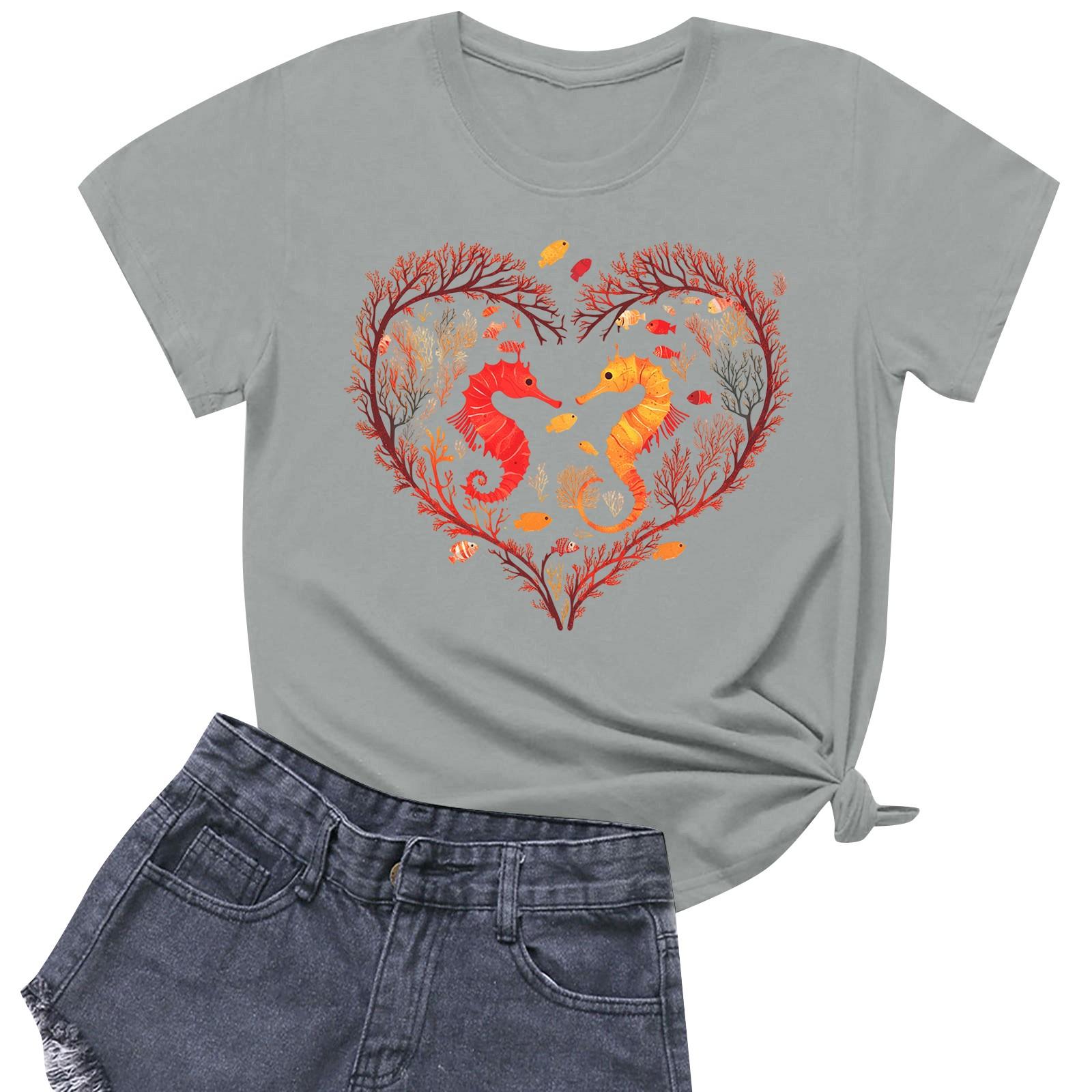 

Женская повседневная футболка с круглым вырезом и короткими рукавами с принтом S