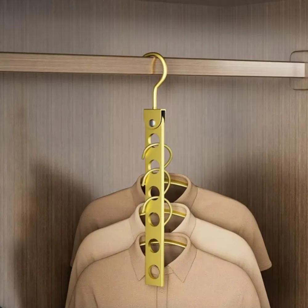 6/8 Holes Storage Rack Rotatable Foldable Wardrobe Space Saver Metal Material Space Saving Design Hook Rack Closet Storage