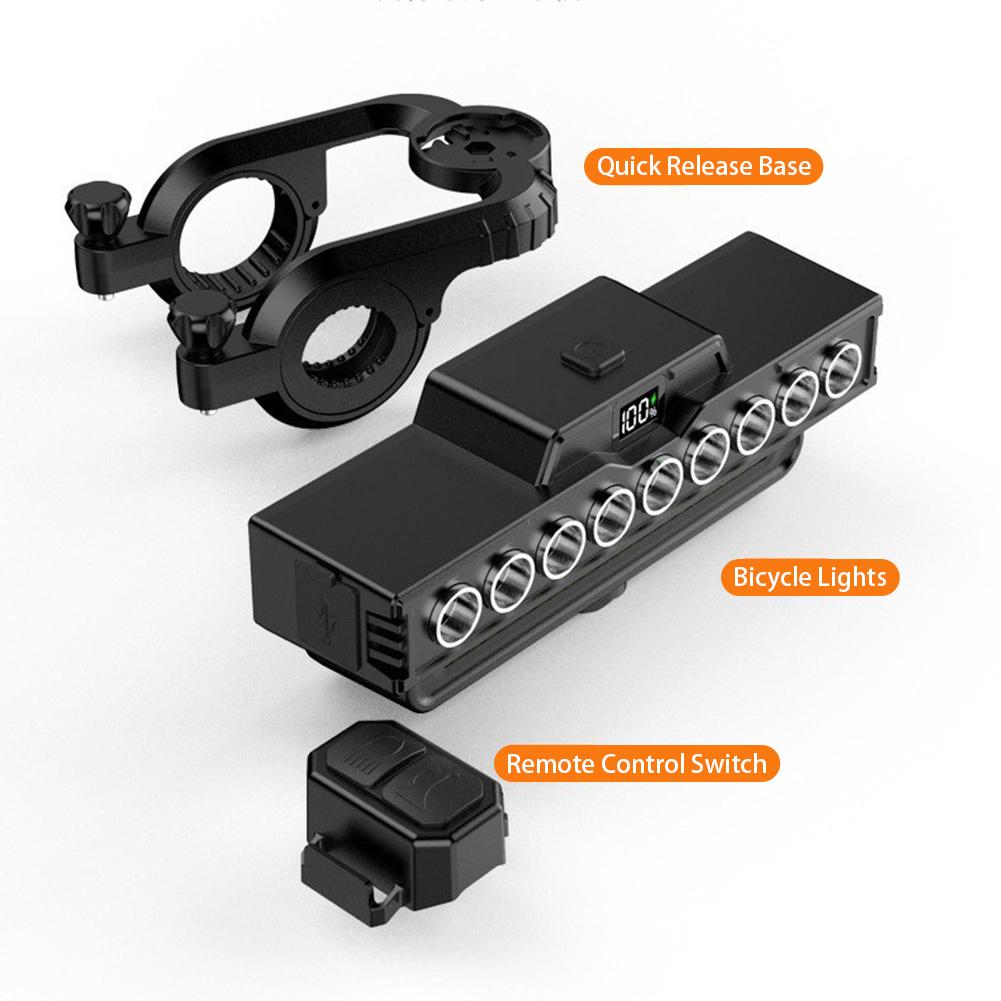 1600LM High Brightness LED Bike Light 4000mAh Power Display Bicycle Lights Type-C USB Charging Night Riding Safety Warning Lamps