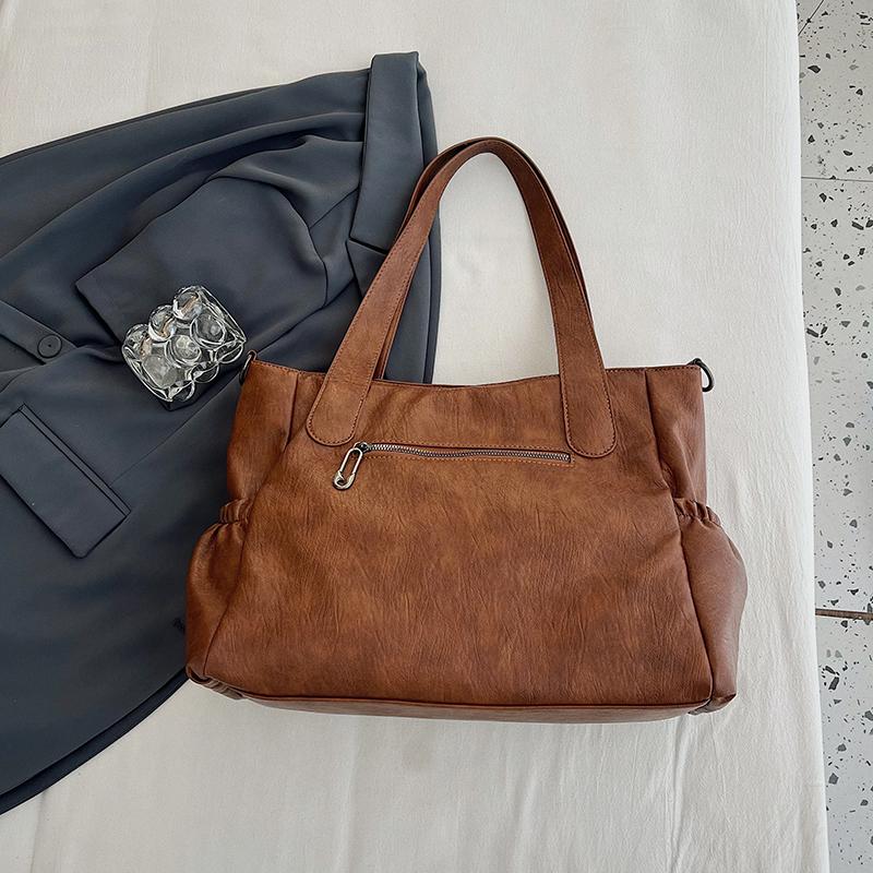 Fashionable PU Tote Bag Women's Multi Pocket Handbag with Adjustable Shoulder Strap Everyday Carry Bag