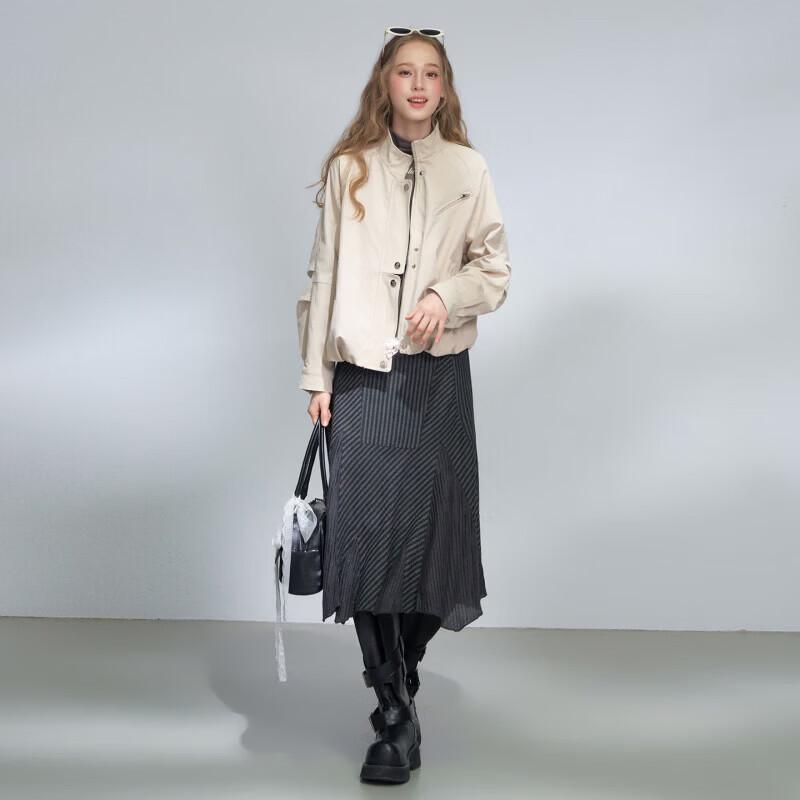 Women's Petite Short Workwear Stand Collar Jacket