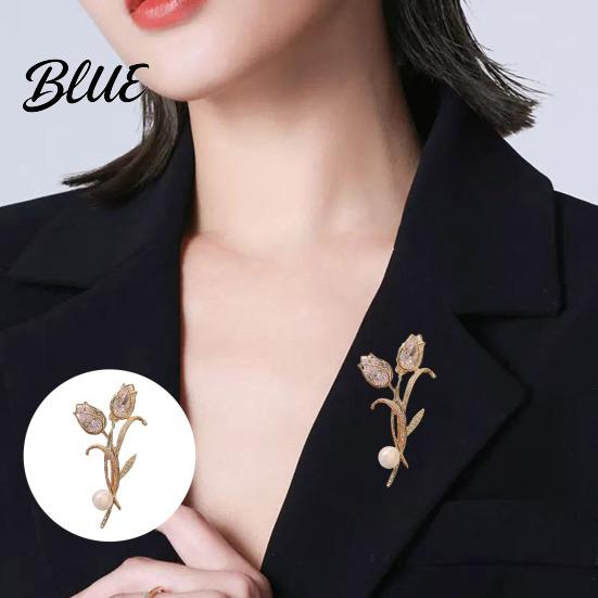 Scarf Holder Women Brooch Sparkling Cubic Zirconia Imitation Pearl Decor