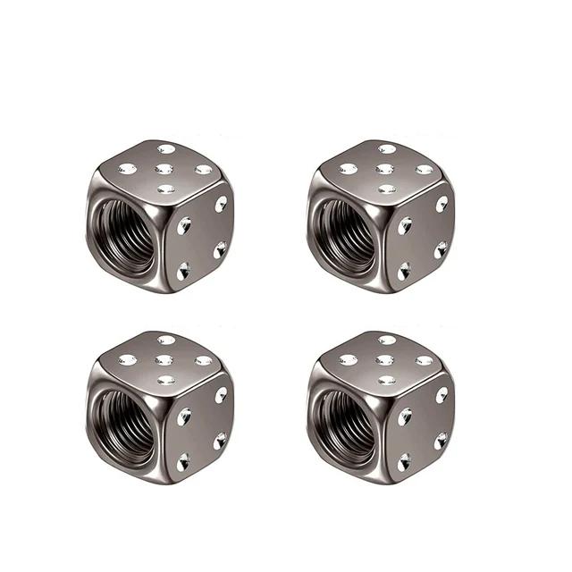 

4Pcs Dice Style Tire Valve Stem Caps for Cars Motorcycles Bicycle Aluminum Alloy Nipple Caps Tyre Air Valve Dustproof Wheel Caps